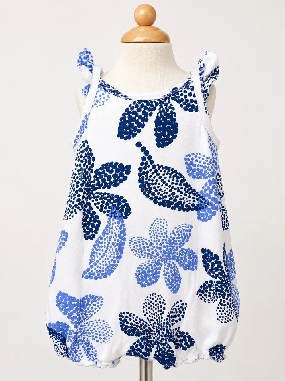 Carter's White Baby Romper with Blue Floral Dot Print
